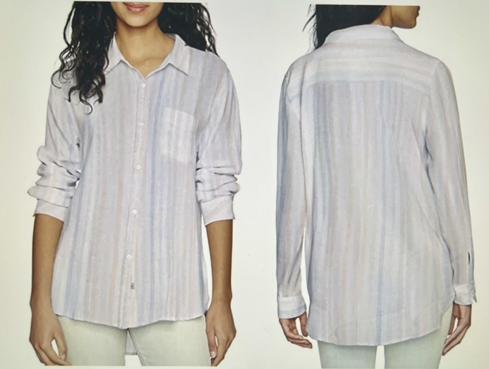 Rails Charli Barcelona Stripes Button Down Shirt Linen/Rayon Shimmer Sz L
